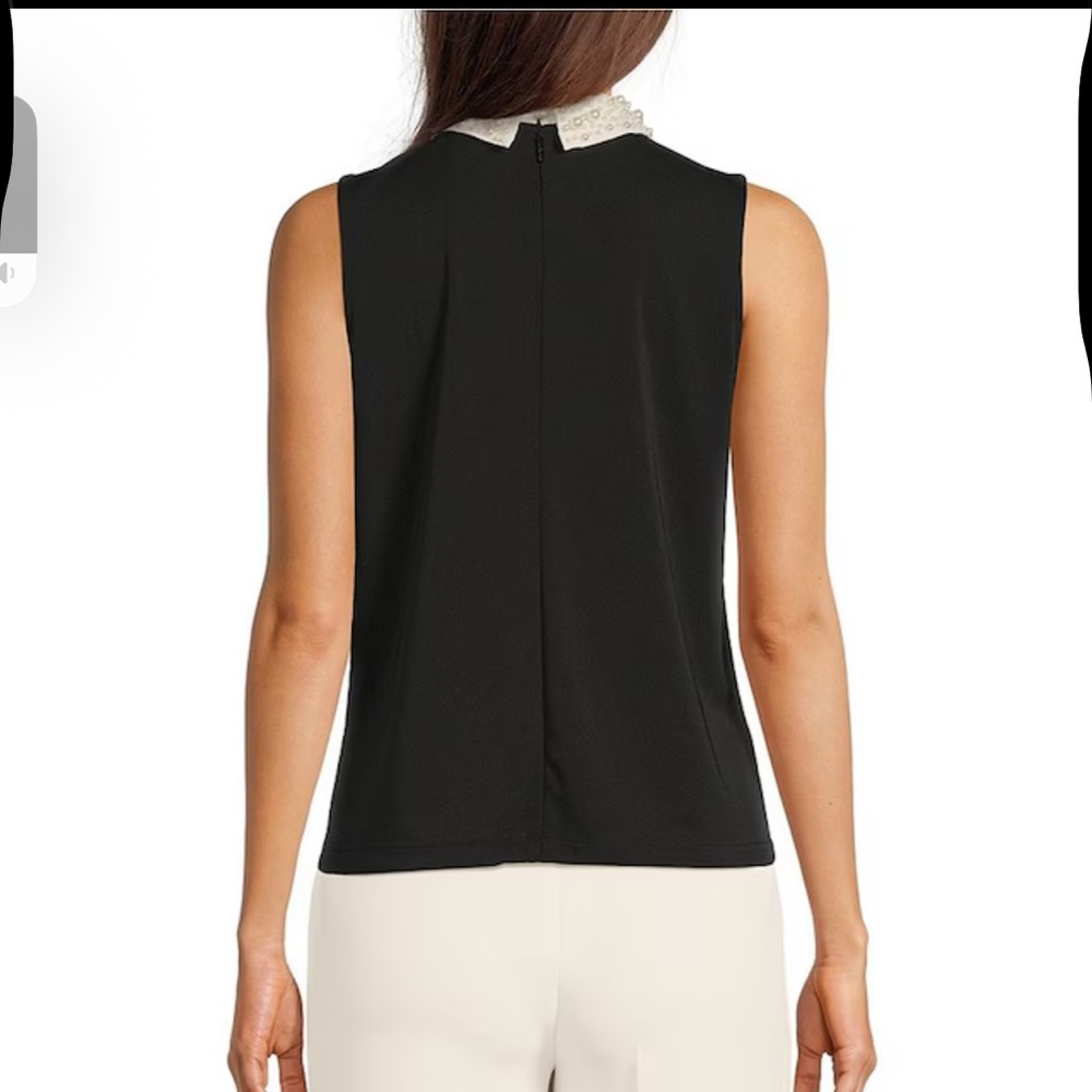 New KARL LAGERFELD PARIS  Pearl Collar Top Blouse - Picture 10 of 13